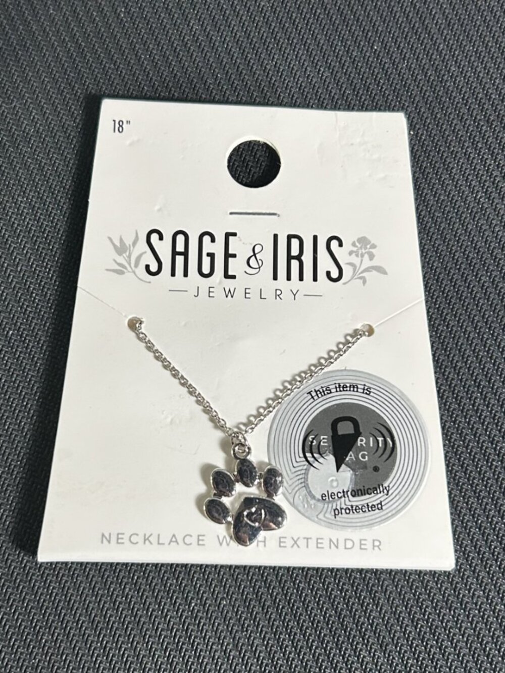 Sage & Iris Silvertone Animal Paw Print Heart Charm Necklace NWT